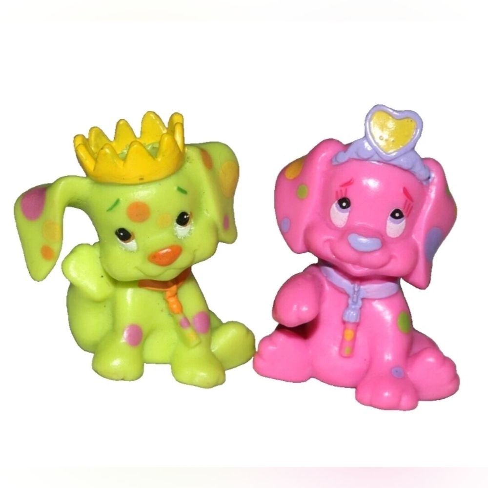 Soft Spots puppy dog figures pink green -- QTY 2 puppies